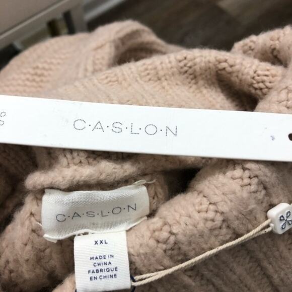 Caslon Tan Diamond Cable Knit Turtleneck Sweater XXL NWT - Picture 6 of 6